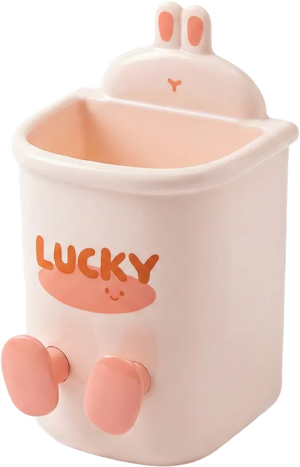 벨로나이트 무타공 욕실 전동 칫솔 치약 벽걸이 수납함, 핑크, 1개