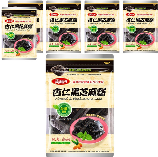 美味田 杏仁黑芝麻糕 純素高鈣, 300g, 6袋
