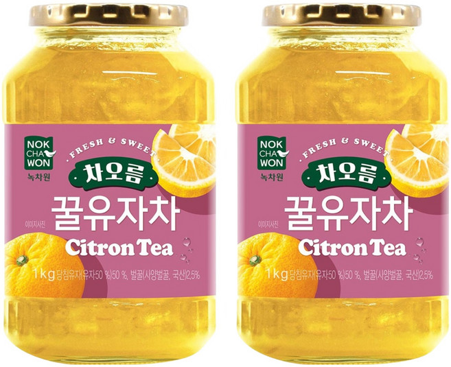 녹차원 차오름 꿀유자차, 1kg, 2개