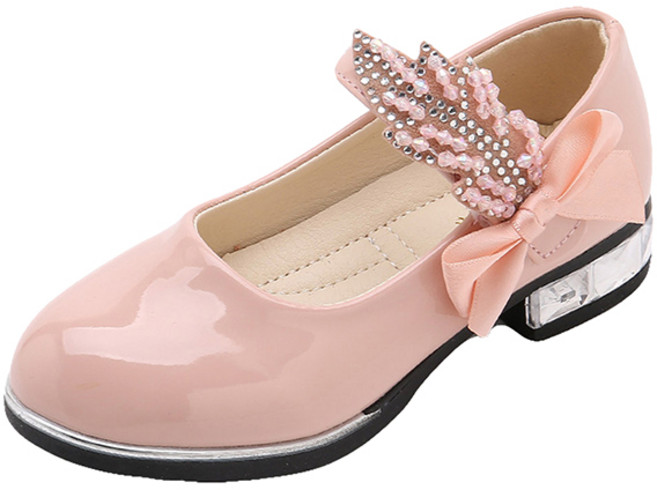 키즈트리 여아용 리본 큐빅 플랫 굽 구두 XZ-494