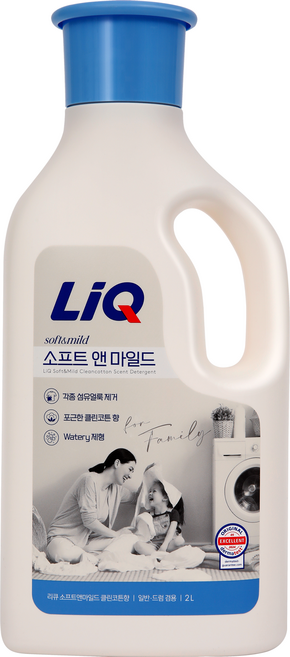 리큐 소프트 앤 마일드 클린코튼향 세탁세제 용기, 1개, 2L