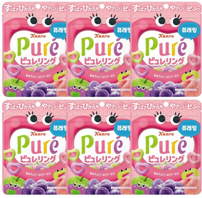 Kanro 甘樂 Pure-ring 軟糖 6入 隨機出貨, 378g, 1個