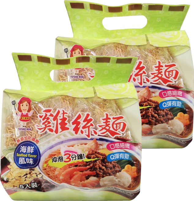 譽方媽媽 雞絲麵 海鮮風味 5入, 300g, 2袋