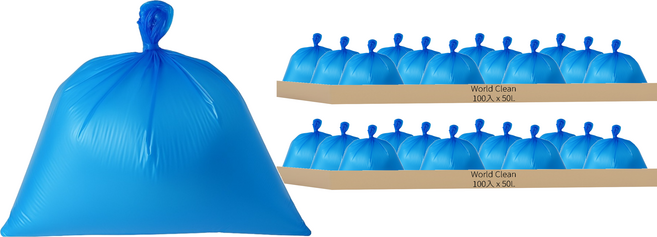 World Clean 環保分類平口垃圾袋 藍色 100入, 2組, 50L