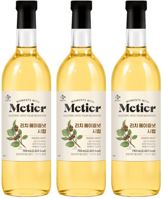 메티에 리치헤이즐넛 시럽, 3개, 750ml