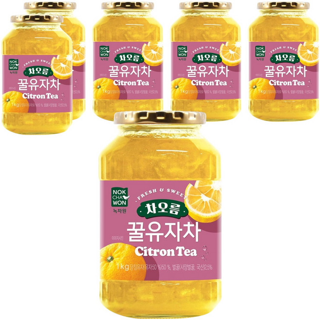 녹차원 차오름 꿀유자차, 1kg, 6개