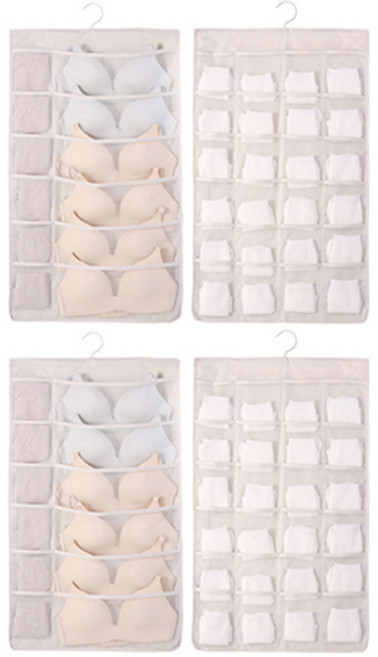 씨로이 옷걸이형 양면수납함 36칸 1세트, 베이지, 2개