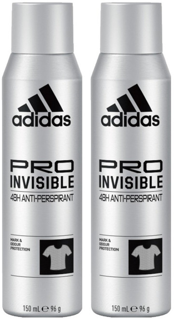 adidas 愛迪達 男用制汗爽身噴霧 無痕乾爽, 2瓶, 150ml