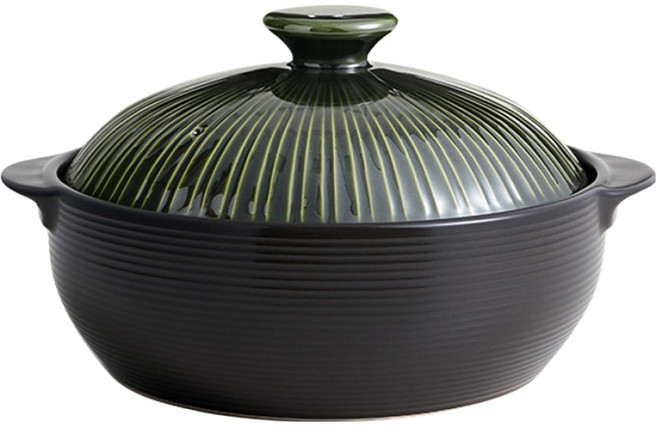 LIHAN Living Curator Line Pot系列 無裂紋材質耐熱砂鍋 綠色, 22cm, 1個