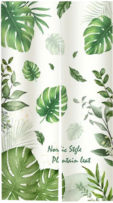 BonBon naturel 日式短門簾, 白色 + 綠色