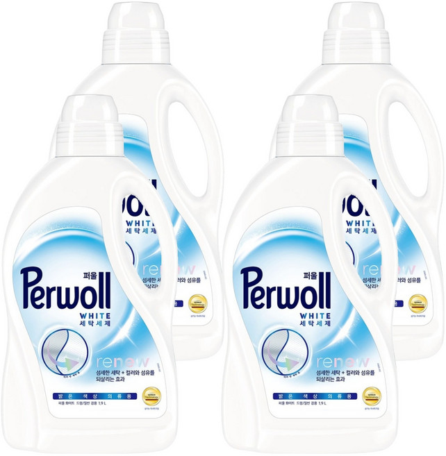퍼울 리뉴 세탁세제 화이트 본품, 1.9L, 1, 4개