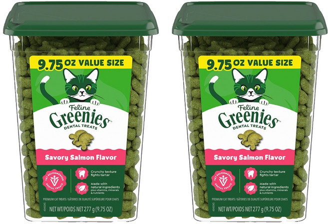 그리니즈 고양이 필라인 스낵, 연어맛, 277g, 2개