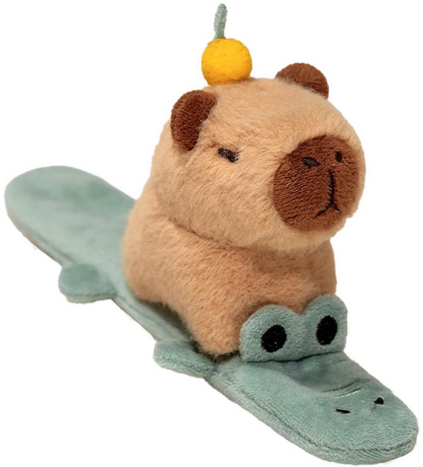 手腕公仔 啪啪圈 機車掛件, 16cm, 鱷魚水豚款 棕色 + 綠色, 1個