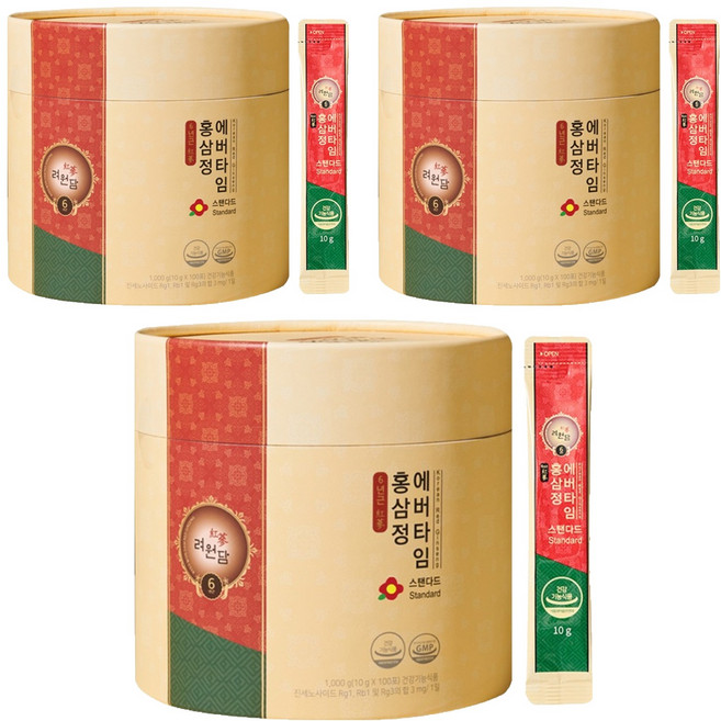 려원담 6년근 홍삼정 에버타임 스탠다드 스틱, 1kg, 3개