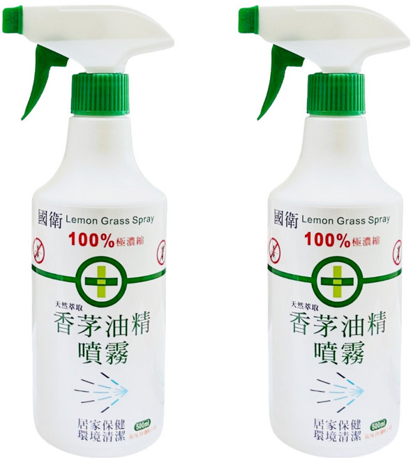 國衛 香茅油精噴霧 100%極濃縮 天然萃取 居家保健 環境清潔, 500ml, 2瓶