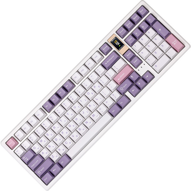 몬스타기어 세로 LCD 유무선 블루투스 매크로 커스텀 조약돌 유무선 기계식 키보드, 화이트(퍼플나비), X500PRO, 제조사축