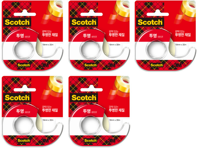 스카치 테이프 디스펜서 583D 18mm x 30m, 혼합색상, 5개
