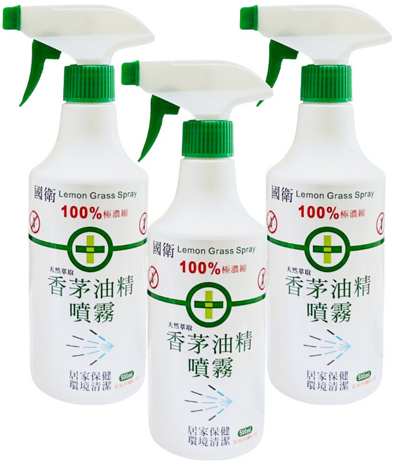 國衛 香茅油精噴霧 100%極濃縮 天然萃取 居家保健 環境清潔, 500ml, 3瓶