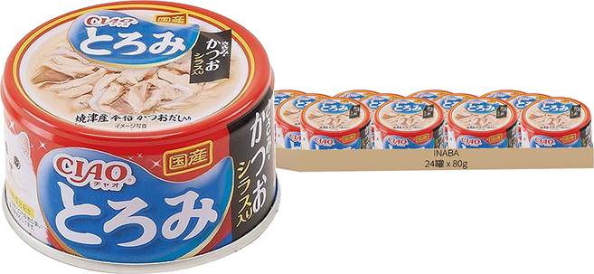 INABA CIAO 啾嚕 多樂米濃湯罐, 雞肉 + 鰹魚 + 吻仔魚, 80g, 24罐