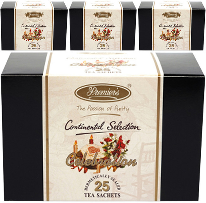 프리미어스티 종이티백 셀러브레이션 홍차, 2g, 25개입, 4개