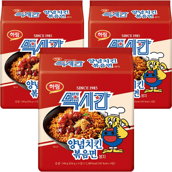 하림 맥시칸 양념치킨 볶음면 봉지 136g, 12개