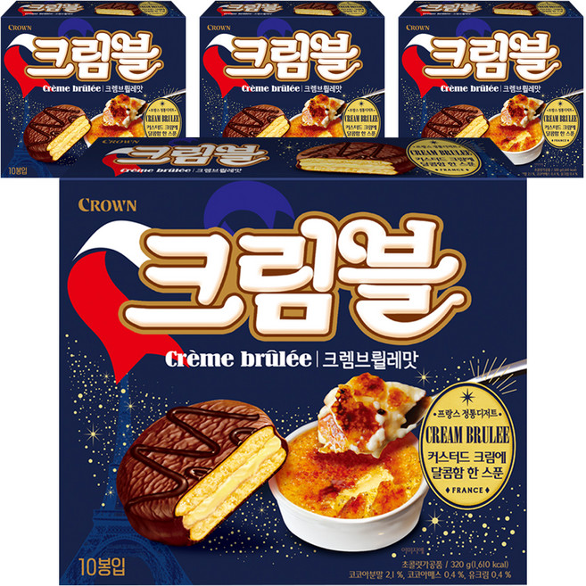 크라운 크렘브뢸레맛 초코 디저트, 320g, 4개