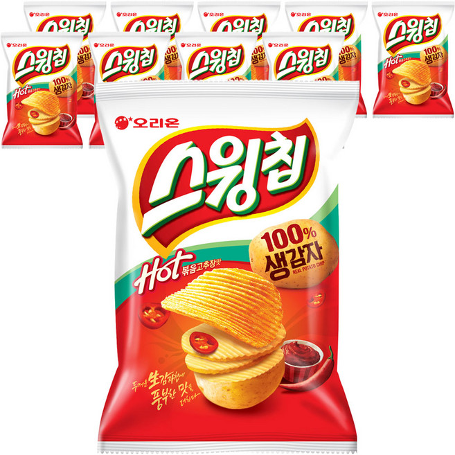 ORION 好麗友 Swing Chip 熱炒辣椒醬味, 124g, 10個