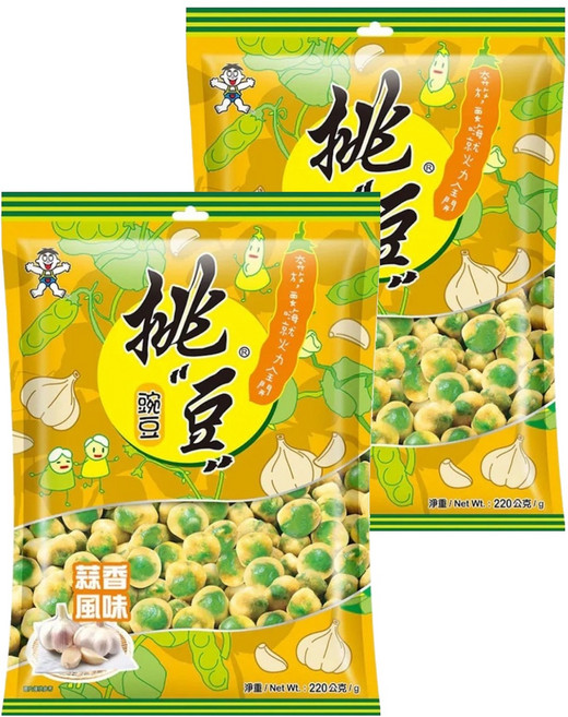 旺旺 挑豆 豌豆蒜香風味, 220g, 2包