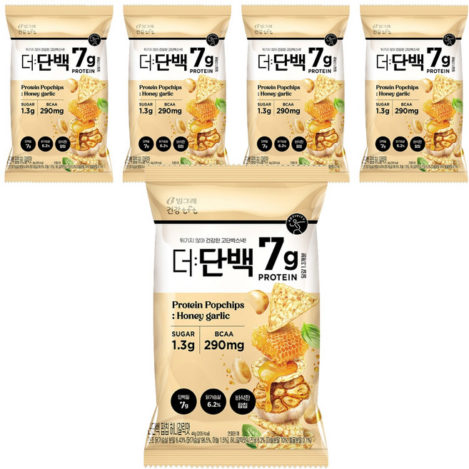 더단백 빙그레 건강tft 팝칩 허니갈릭맛, 5개, 44g
