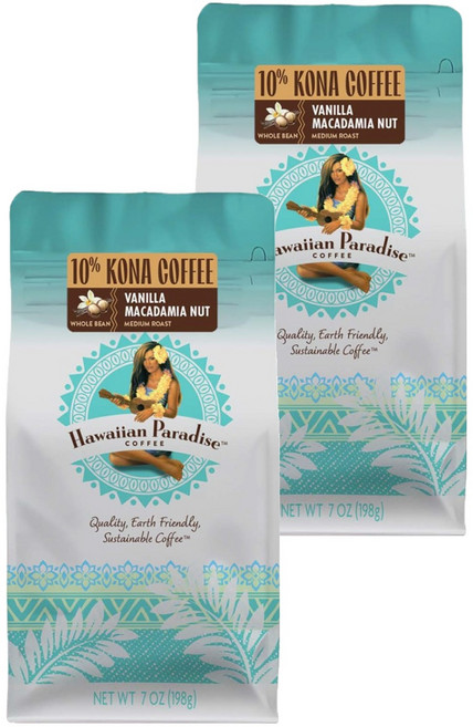 하와이안파라다이스커피 하와이 코나 바닐라 마카다미아 커피원두, 홀빈(분쇄안함), 198g, 2개
