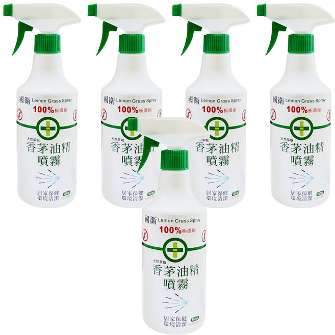 國衛 香茅油精噴霧 100%極濃縮 天然萃取 居家保健 環境清潔, 500ml, 5瓶