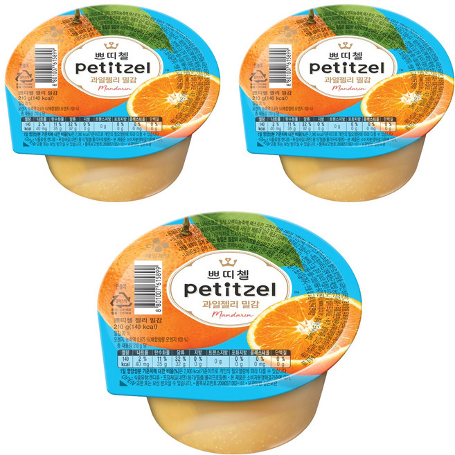 쁘띠첼 과일젤리 밀감, 210g, 3개