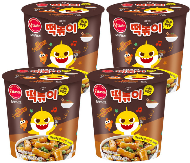 오테이스트 핑크퐁 아기상어 떡볶이 고소한 짜장맛, 116g, 4개