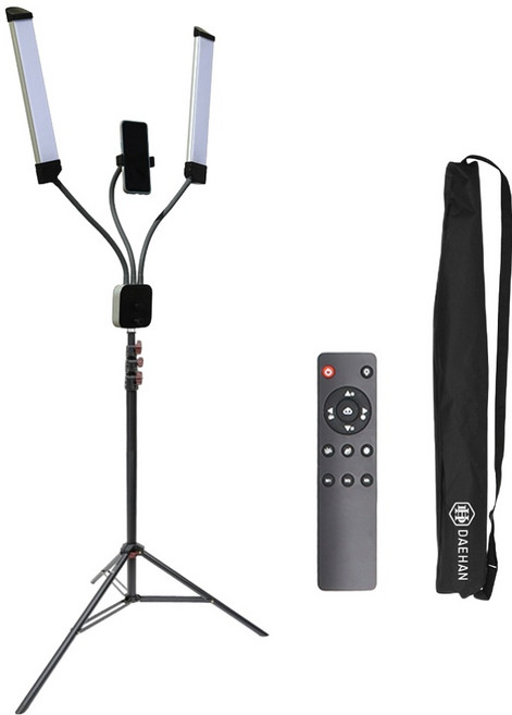 대한 유튜브 1인 개인 bj 스튜디오 방송 사진 촬영 더블라인 조명 스트롱 삼각대 스탠드 가방 세트, 조명(DH-DL40), 스트롱 스탠드(ST-8021), 스탠드 전용케이스(BAG-8021), 1세트