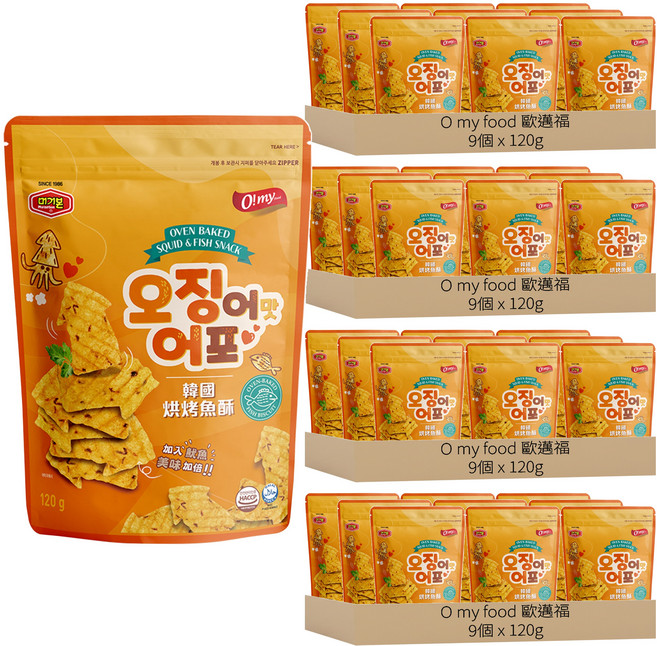 O my food 歐邁福 韓國烘烤魚酥 魷魚口味, 120g, 36個