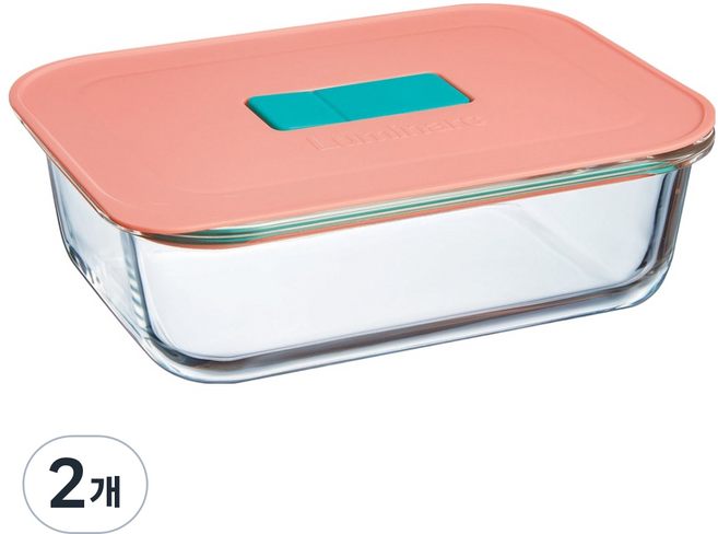 루미낙 유니크 박스 유리 직사각 밀폐용기, 2개, 1.04L
