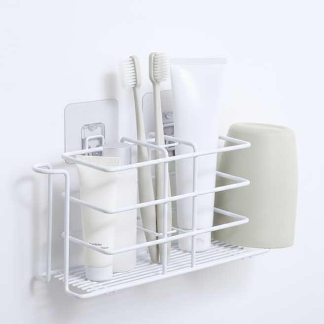 라라데이 다목적 무타공 칫솔 치약걸이, 흰색, 1개