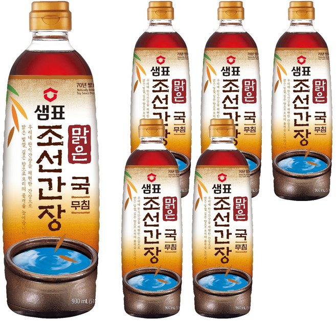 샘표 맑은 조선 간장, 930ml, 6개