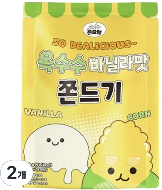 쫀슐랭 옥수수 바닐라 쫀드기 쫀득이 과자 간식, 2개, 270g