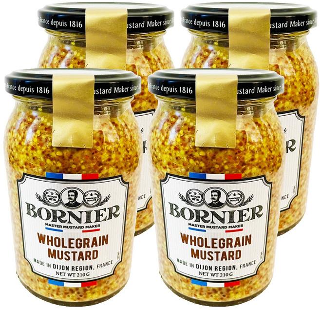 보르니에르 홀그레인 머스타드, 210g, 4개
