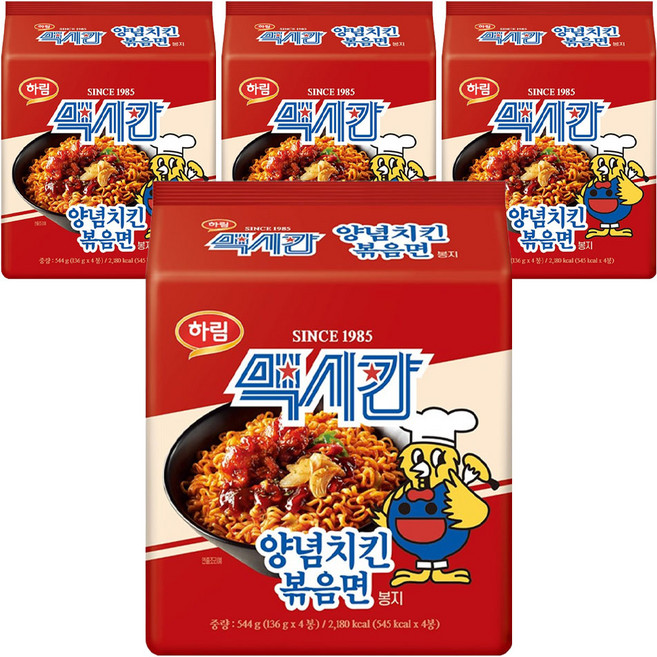 하림 맥시칸 양념치킨 볶음면 봉지 136g, 16개