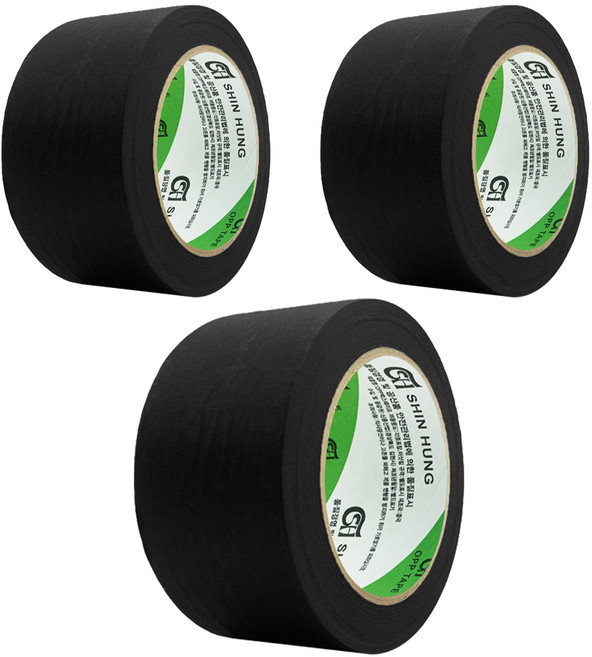 신흥테이프 마스킹 테이프 검정 48mm x 40m, 3개