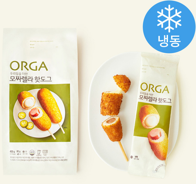 올가홀푸드 우리밀을 더한 모짜렐라 핫도그(냉동), 80g, 5개입, 1개