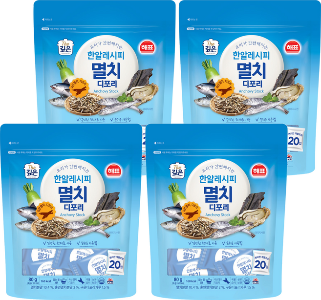더깊은 한알 레시피 멸치 디포리 20p, 80g, 4개