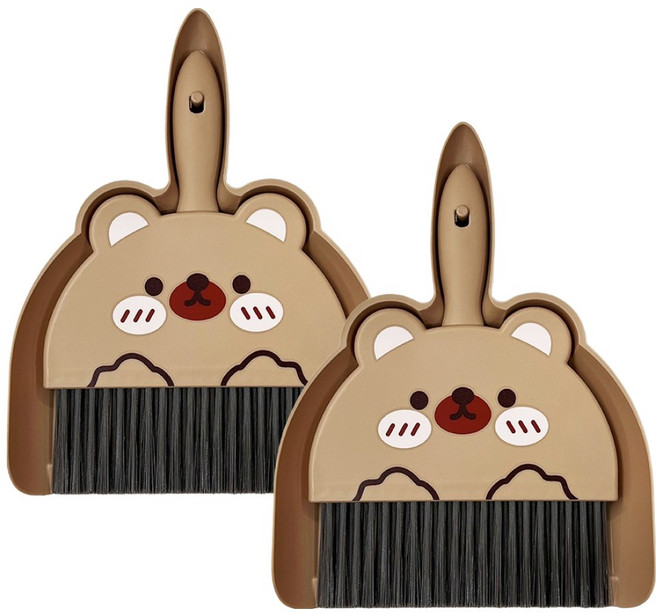데일드 캐릭터 미니 빗자루 + 쓰레받이 세트, 곰돌이, 2세트