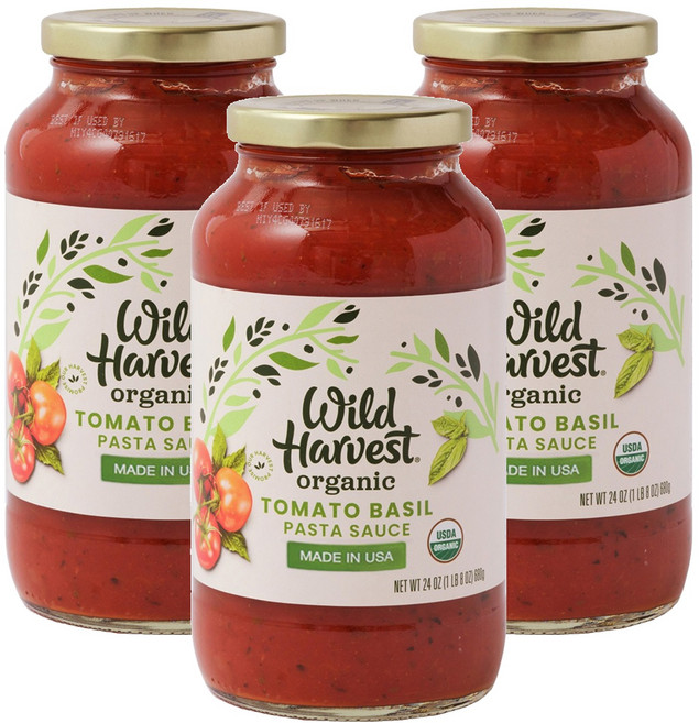 와일드하베스트 유기농 토마토 바질 파스타 소스, 680g, 3개