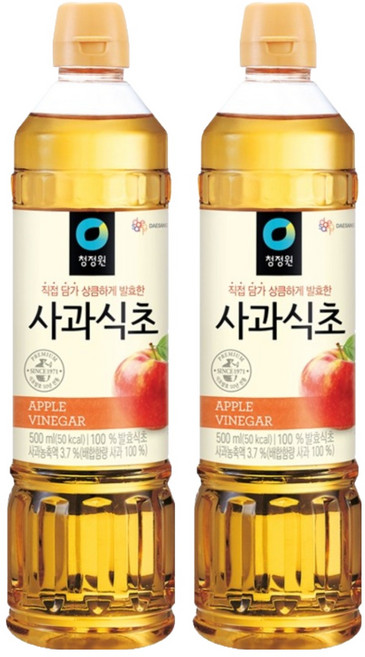 청정원 사과식초, 500ml, 2개