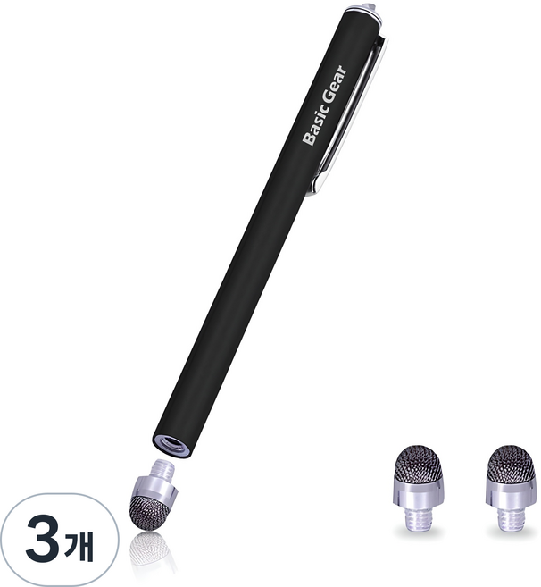 베이직기어 마이크로 터치펜, 블랙, 3개