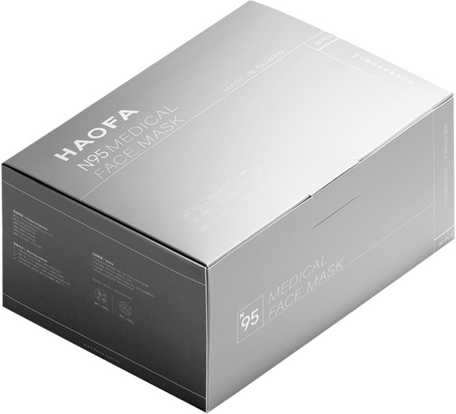HAOFA 氣密型N95立體醫療口罩 M, 30片, 1盒, 杏子灰