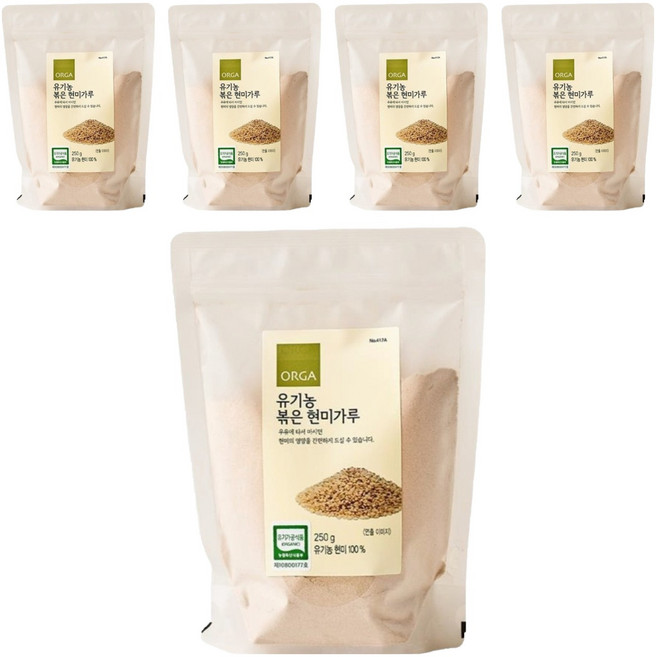 올가홀푸드 유기농 볶음 현미가루, 250g, 5개
